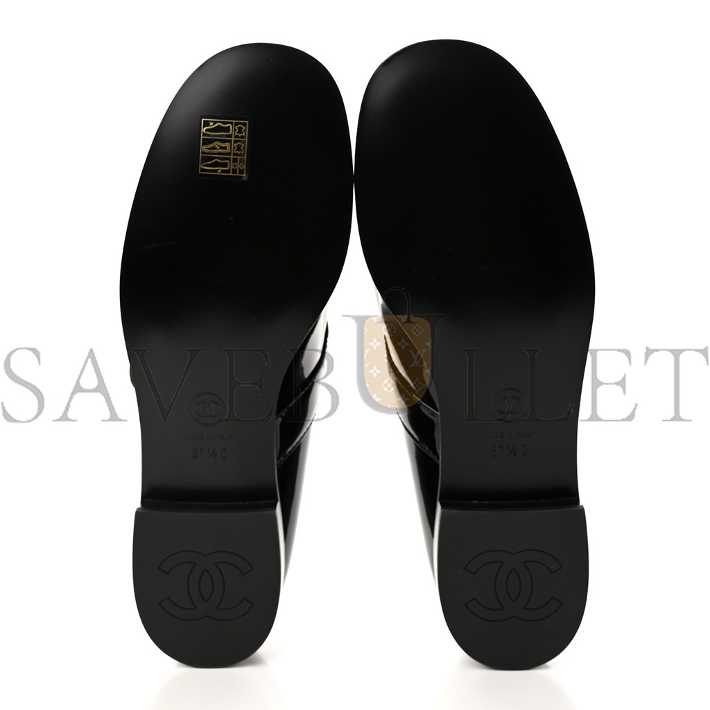 CHANEL PATENT CALFSKIN MARY JANES FLATS BLACK G45280